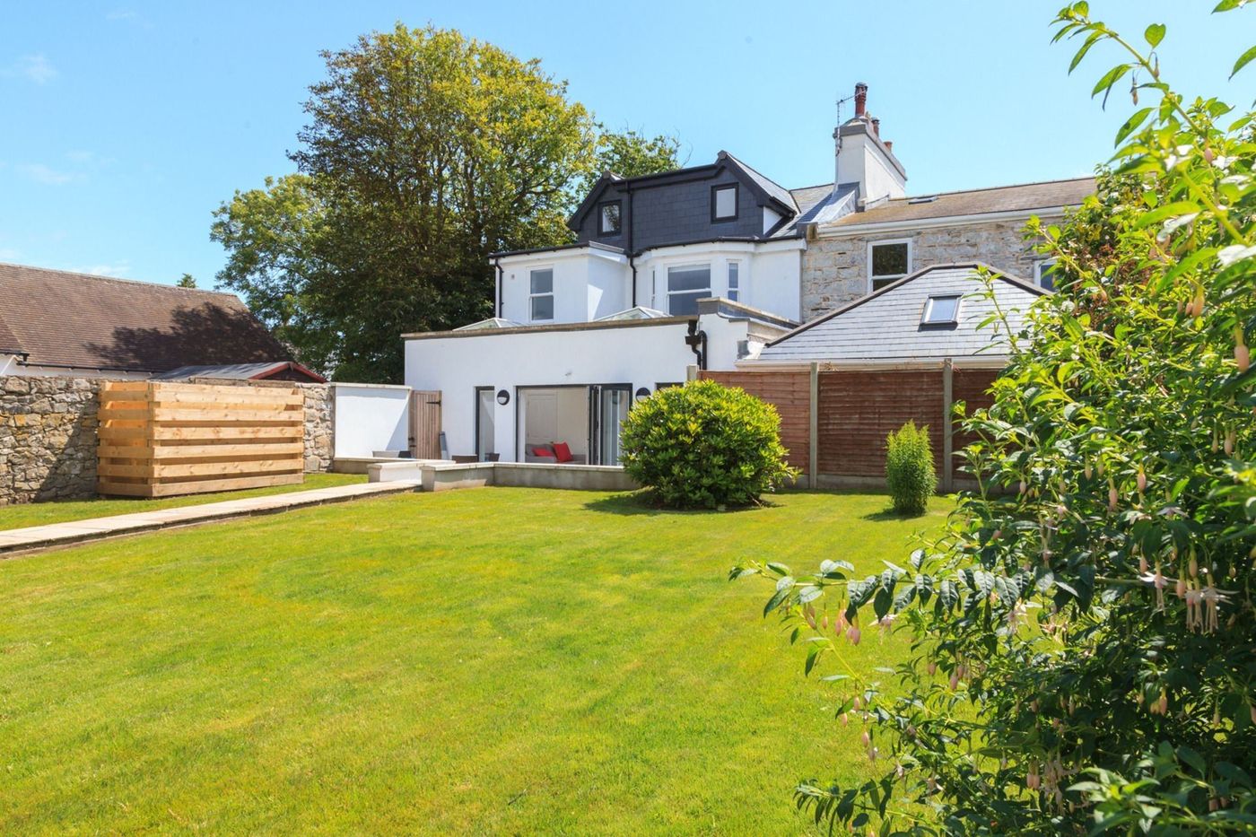 The walled garden at Croft End, fully enclosed with a lawn