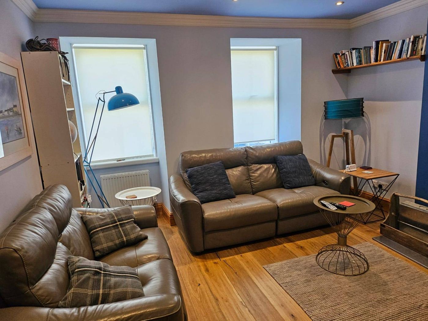 Living room with sofas and sea light